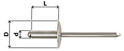 Fassaden-Niet N16 Alu / Inox, Ø 5,0 mm, diverse Längen