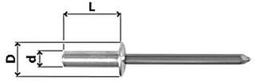 Becher-Dichtniet N27 Alu / Stahl, mit Senkkopf, Ø 4,8 mm, diverse Längen