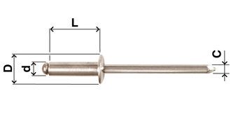 Blindnieten ANZI Inox/ Inox, Ø 4,0 mm, diverse Längen