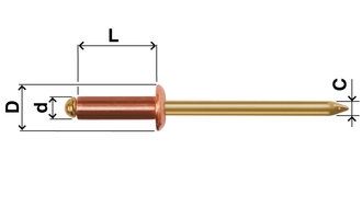 EMEL CB, Kupfer-Nieten Ø 3.2 (Spenglerniete)