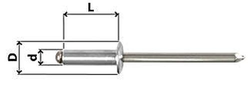 Blindnieten N16 Alu / Inox, Ø 4,8 mm, diverse Längen