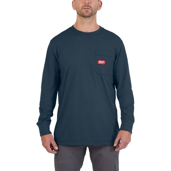 Milwaukee Arbeits-Langarm-Shirt blau mit UV-Schutz WTLSBLU