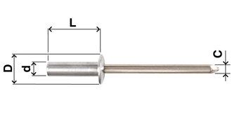 Blindnieten N57 (Becherniete) Inox / Inox, Ø 3,2 mm, diverse Längen