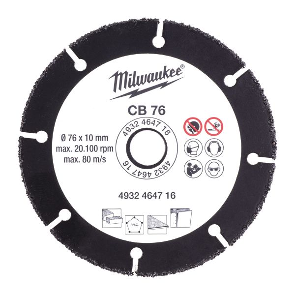 HM-Trennscheibe 76 mm für Holz, Kunststoff, Gipskarton / Milwaukee # 4932464716 / EAN: 4058546226619