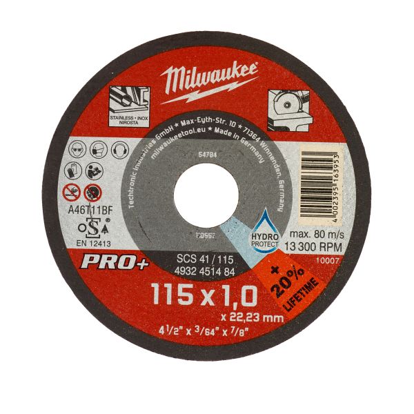 Metalltrennscheibe PRO+ INOX 115 mm SCS41 1 mm / Milwaukee # 4932451484 / EAN: 4002395163953