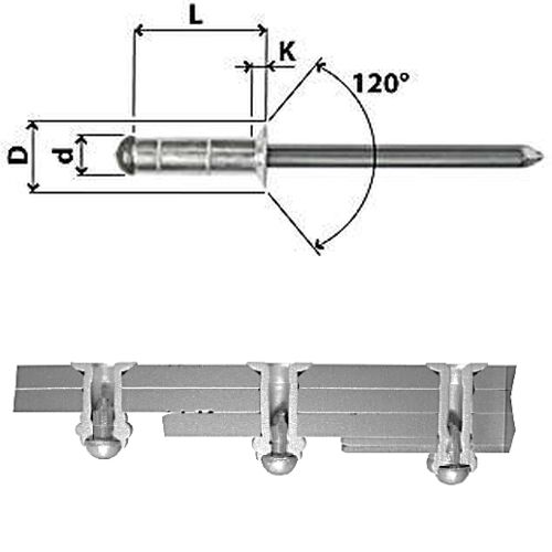 Blindnieten N22 Alu / Stahl Multi, Ø 3,2 mm, diverse Längen